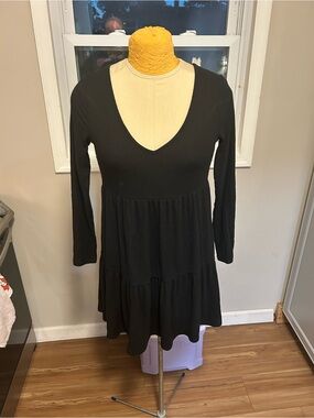 Wild Fable Black Ribbed V-Neck Mini Dress Size Small